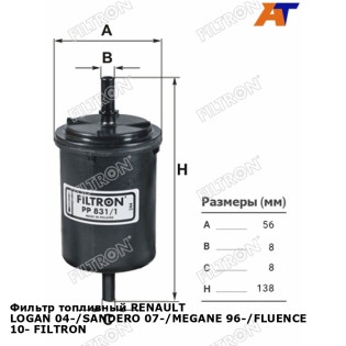 Фильтр топливный RENAULT LOGAN 04-/SANDERO 07-/MEGANE 96-/FLUENCE 10- FILTRON
