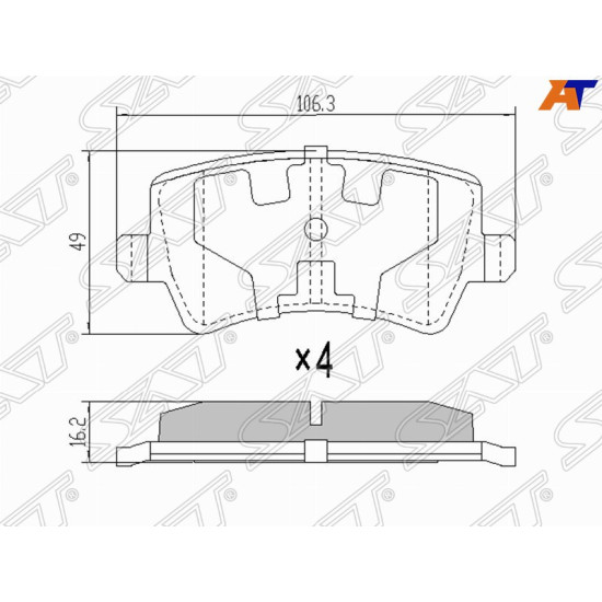 Колодки тормозные зад VOLVO XC60/70/LAND ROVER EVOQUE 11-/FORD GALAXY II/S-MAX 06- SAT