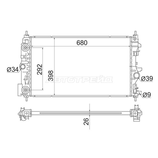 Радиатор CHEVROLET CRUZE/OPEL ASTRA J 1.4T/1.6T 09- /OPEL ZAFIRA C 10- SAT