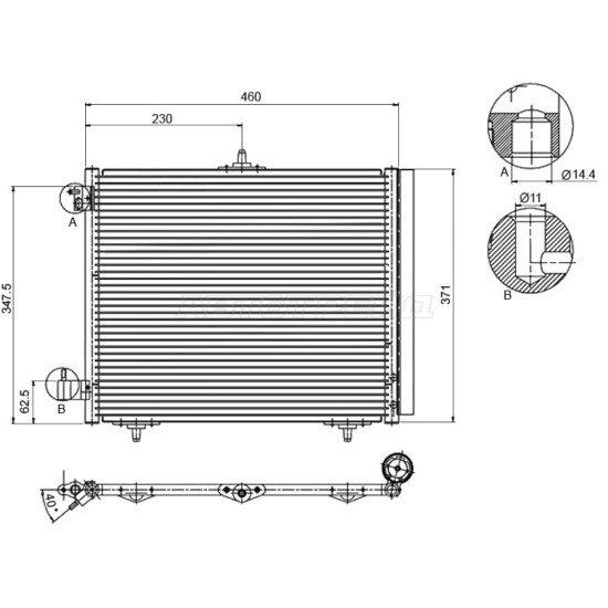 Радиатор кондиционера CITROEN C2/C3 01-09/PEUGEOT 1007/207 05- SAT