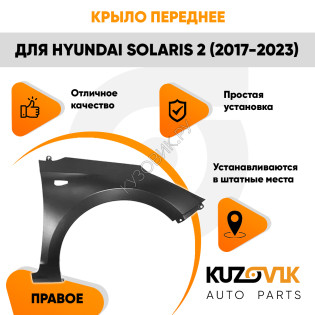 Крыло переднее правое Hyundai Solaris 2 (2017-2023) KUZOVIK
